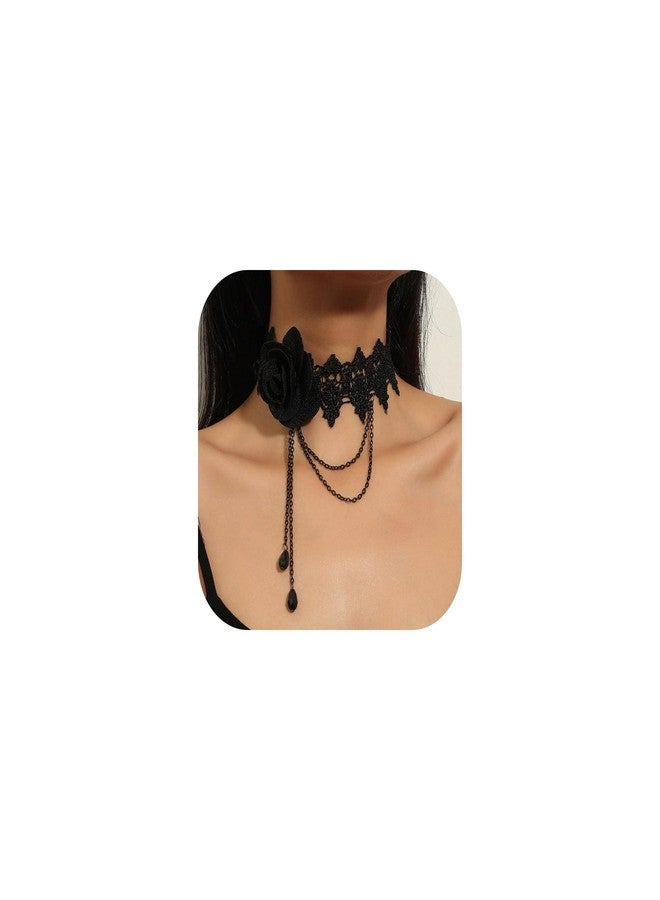 Decixde Gothc Choker Necklace for Women Vintage Black Choker Necklace Halloween Party Trendy Jewelry (Black-A) - Image 1